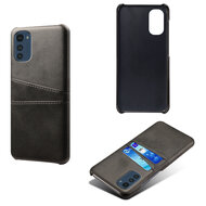 Motorola Moto E32 / E32S Hoesje - MobyDefend Lederen Backcover Met Vakjes Voor Pasjes - Zwart