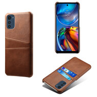 Motorola Moto E32 / E32S Hoesje - MobyDefend Lederen Backcover Met Vakjes Voor Pasjes - Bruin
