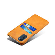 Motorola Moto E32 / E32S Hoesje, MobyDefend Lederen Backcover Met Vakjes Voor Pasjes, Cognacbruin