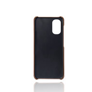 Motorola Moto G22 Hoesje - MobyDefend Lederen Backcover Met Vakjes Voor Pasjes - Bruin