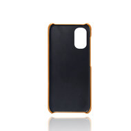 Motorola Moto G22 Hoesje - MobyDefend Lederen Backcover Met Vakjes Voor Pasjes - Cognacbruin