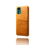 Motorola Moto G22 Hoesje - MobyDefend Lederen Backcover Met Vakjes Voor Pasjes - Cognacbruin