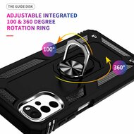 Motorola Moto G22 Hoesje - MobyDefend Pantsercase Met Draaibare Ring - Zwart