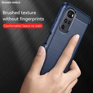 Motorola Moto G22 Hoesje - MobyDefend TPU Backcover - Geborstelde Metaal &amp; Carbon-Look - Navy Blauw