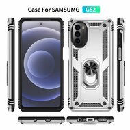 Motorola Moto G52 Hoesje - MobyDefend Pantsercase Met Draaibare Ring - Zilvergrijs