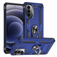 Motorola Moto G52 Hoesje, MobyDefend Pantsercase Met Draaibare Ring, Blauw