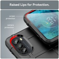 Motorola Moto G82 Hoesje, Rugged Shield TPU Gelcase, Zwart