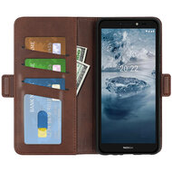 Nokia C2-2E Hoesje, MobyDefend Luxe Wallet Book Case (Sluiting Zijkant), Bruin