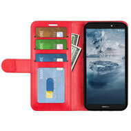 Nokia C2-2E Hoesje, MobyDefend Wallet Book Case (Sluiting Achterkant), Rood