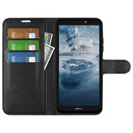 Nokia C2-2E Hoesje, MobyDefend Kunstleren Wallet Book Case (Sluiting Voorkant), Zwart
