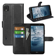 Nokia C2-2E Hoesje, MobyDefend Kunstleren Wallet Book Case (Sluiting Voorkant), Zwart