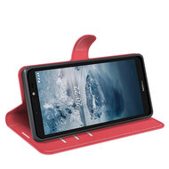 Nokia C2-2E Hoesje - MobyDefend Kunstleren Wallet Book Case (Sluiting Voorkant) - Rood