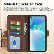 OnePlus Nord 2T Hoesje, MobyDefend Luxe Wallet Book Case (Sluiting Zijkant), Bruin
