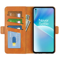 OnePlus Nord 2T Hoesje, MobyDefend Luxe Wallet Book Case (Sluiting Zijkant), Lichtbruin