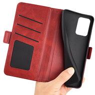 OnePlus Nord 2T Hoesje, MobyDefend Luxe Wallet Book Case (Sluiting Zijkant), Rood