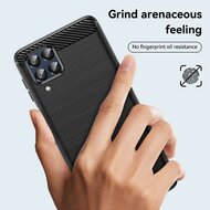 Samsung Galaxy M53 Hoesje - MobyDefend TPU Backcover - Geborstelde Metaal &amp; Carbon-Look - Rood