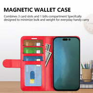 iPhone 14 Pro Max Hoesje, MobyDefend Wallet Book Case (Sluiting Achterkant), Bruin
