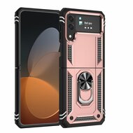 Samsung Galaxy Z Flip 4 Hoesje - MobyDefend Pantsercase Met Draaibare Ring - Ros&eacute;