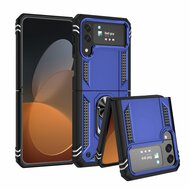 Samsung Galaxy Z Flip 4 Hoesje - MobyDefend Pantsercase Met Draaibare Ring - Blauw