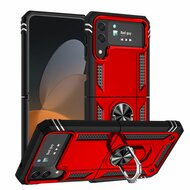 Samsung Galaxy Z Flip 4 Hoesje - MobyDefend Pantsercase Met Draaibare Ring - Rood
