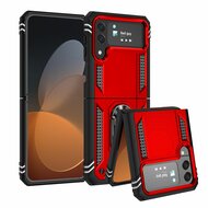 Samsung Galaxy Z Flip 4 Hoesje - MobyDefend Pantsercase Met Draaibare Ring - Rood