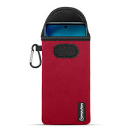 Hoesje voor Motorola Moto G42, MobyDefend Neopreen Pouch Met Karabijnhaak, Insteekhoesje, Riemlus Hoesje, Rood