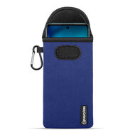 Hoesje voor Motorola Moto G42, MobyDefend Neopreen Pouch Met Karabijnhaak, Insteekhoesje, Riemlus Hoesje, Blauw