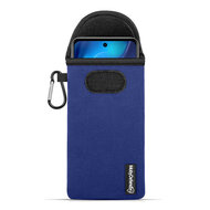 Hoesje voor Motorola Moto E32 / E32S, MobyDefend Neopreen Pouch Met Karabijnhaak, Insteekhoesje, Riemlus Hoesje, Blauw