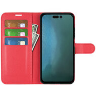 iPhone 14 Hoesje, MobyDefend Kunstleren Wallet Book Case (Sluiting Voorkant), Rood