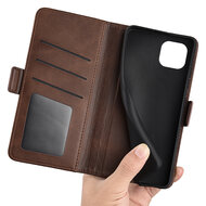 iPhone 14 Plus Hoesje, MobyDefend Luxe Wallet Book Case (Sluiting Zijkant), Bruin