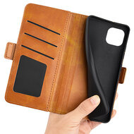 iPhone 14 Plus Hoesje, MobyDefend Luxe Wallet Book Case (Sluiting Zijkant), Lichtbruin