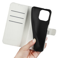 iPhone 14 Pro Hoesje, MobyDefend Kunstleren Wallet Book Case (Sluiting Voorkant), Wit