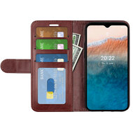 Nokia C21 Plus Hoesje - MobyDefend Wallet Book Case (Sluiting Achterkant) - Bruin