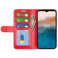 Nokia C21 Plus Hoesje, MobyDefend Wallet Book Case (Sluiting Achterkant), Rood