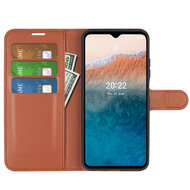 Nokia C21 Plus Hoesje - MobyDefend Kunstleren Wallet Book Case (Sluiting Voorkant) - Bruin