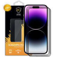 3-Pack iPhone 14 Pro Max Screenprotectors - MobyDefend Screensavers Met Zwarte Randen - Gehard Glas 