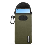 Hoesje voor Oppo Reno 8, MobyDefend Neopreen Pouch Met Karabijnhaak, Insteekhoesje, Riemlus Hoesje, Groen