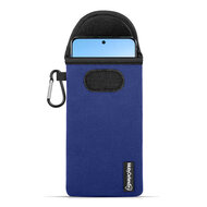Hoesje voor Oppo Reno 8 Pro - MobyDefend Neopreen Pouch Met Karabijnhaak - Insteekhoesje - Riemlus Hoesje - Blauw