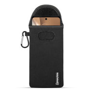 Hoesje voor Motorola Moto G32, MobyDefend Neopreen Pouch Met Karabijnhaak, Insteekhoesje, Riemlus Hoesje, Zwart