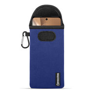 Hoesje voor Motorola Moto G32, MobyDefend Neopreen Pouch Met Karabijnhaak, Insteekhoesje, Riemlus Hoesje, Blauw