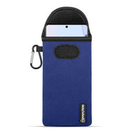 Hoesje voor Motorola Edge 30 Ultra, MobyDefend Neopreen Pouch Met Karabijnhaak, Insteekhoesje, Riemlus Hoesje, Blauw