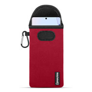 Hoesje voor Motorola Edge 30 Ultra, MobyDefend Neopreen Pouch Met Karabijnhaak, Insteekhoesje, Riemlus Hoesje, Rood