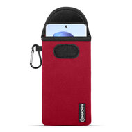 Hoesje voor Motorola Edge 30 Fusion, MobyDefend Neopreen Pouch Met Karabijnhaak, Insteekhoesje, Riemlus Hoesje, Rood