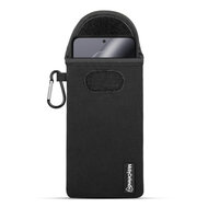 Hoesje voor Motorola Edge 30 Neo, MobyDefend Neopreen Pouch Met Karabijnhaak, Insteekhoesje, Riemlus Hoesje, Zwart