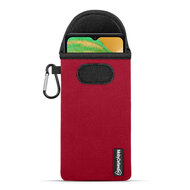 Hoesje voor Samsung Galaxy A04s, MobyDefend Neopreen Pouch Met Karabijnhaak, Insteekhoesje, Riemlus Hoesje, Rood