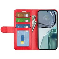Motorola Moto G62 Hoesje, MobyDefend Wallet Book Case (Sluiting Achterkant), Rood