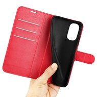 Motorola Moto G62 Hoesje - MobyDefend Kunstleren Wallet Book Case (Sluiting Voorkant) - Rood