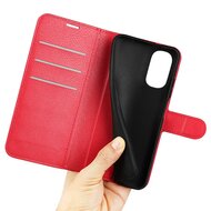 Motorola Moto G62 Hoesje, MobyDefend Kunstleren Wallet Book Case (Sluiting Voorkant), Rood