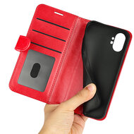 Nothing Phone 1 Hoesje, MobyDefend Wallet Book Case (Sluiting Achterkant), Rood