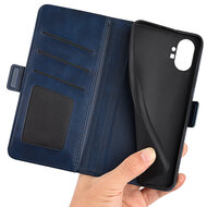 Nothing Phone 1 Hoesje, MobyDefend Luxe Wallet Book Case (Sluiting Zijkant), Blauw